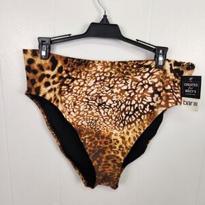 Bar III Glam Cheetah‎ High-Waist Bikini Bottom XL Leopard Print